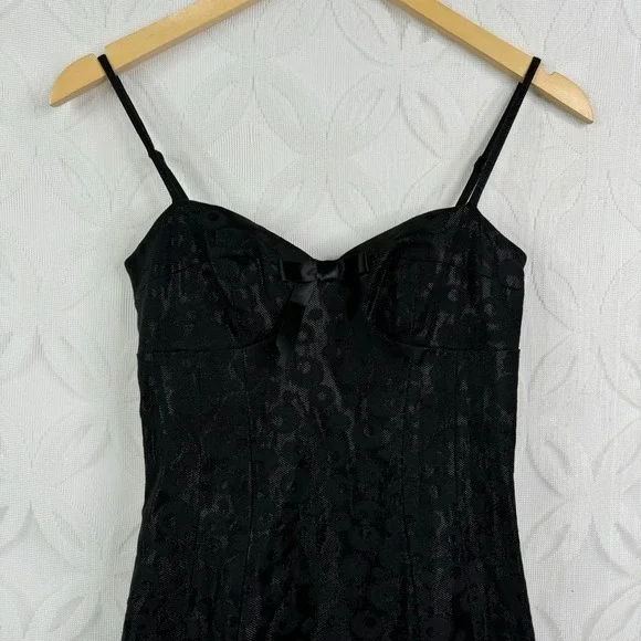 Y2K Betsey Johnson Black Leopard Rockabilly Spaghetti Strap Dress Size 0 - Picture 11 of 15